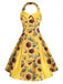 [Pre-Sale] Yellow 1950s Sunflower Halter Box-Pleat Dress