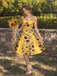 [Pre-Sale] Yellow 1950s Sunflower Halter Box-Pleat Dress
