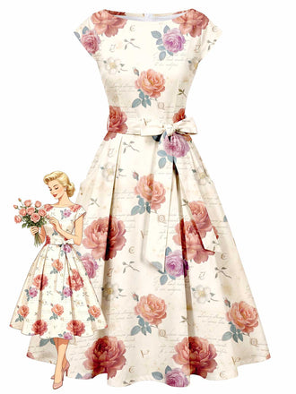 [Pre-Sale] 1950s Floral Vintage Classic Dress 3