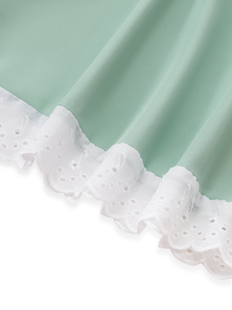 Green 1950s V Neck Dress 7