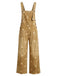 1940s Floral Denim Patchwork Wide-Leg Overalls Jumpsuit