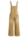 1940s Floral Denim Patchwork Wide-Leg Overalls Jumpsuit