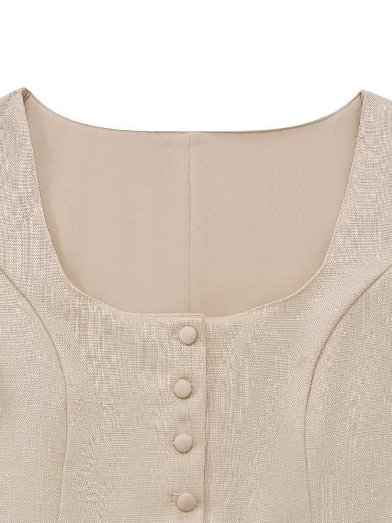 Beige 1950s Vintage Dress 3