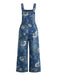 Deep Blue 1950s Floral Denim Classic Jumpsuit 2