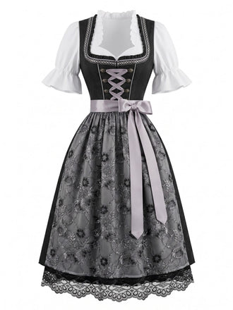 Black 1950s Square Neck Two Piece Set