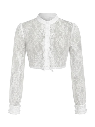 White 1950s Lace Blouse