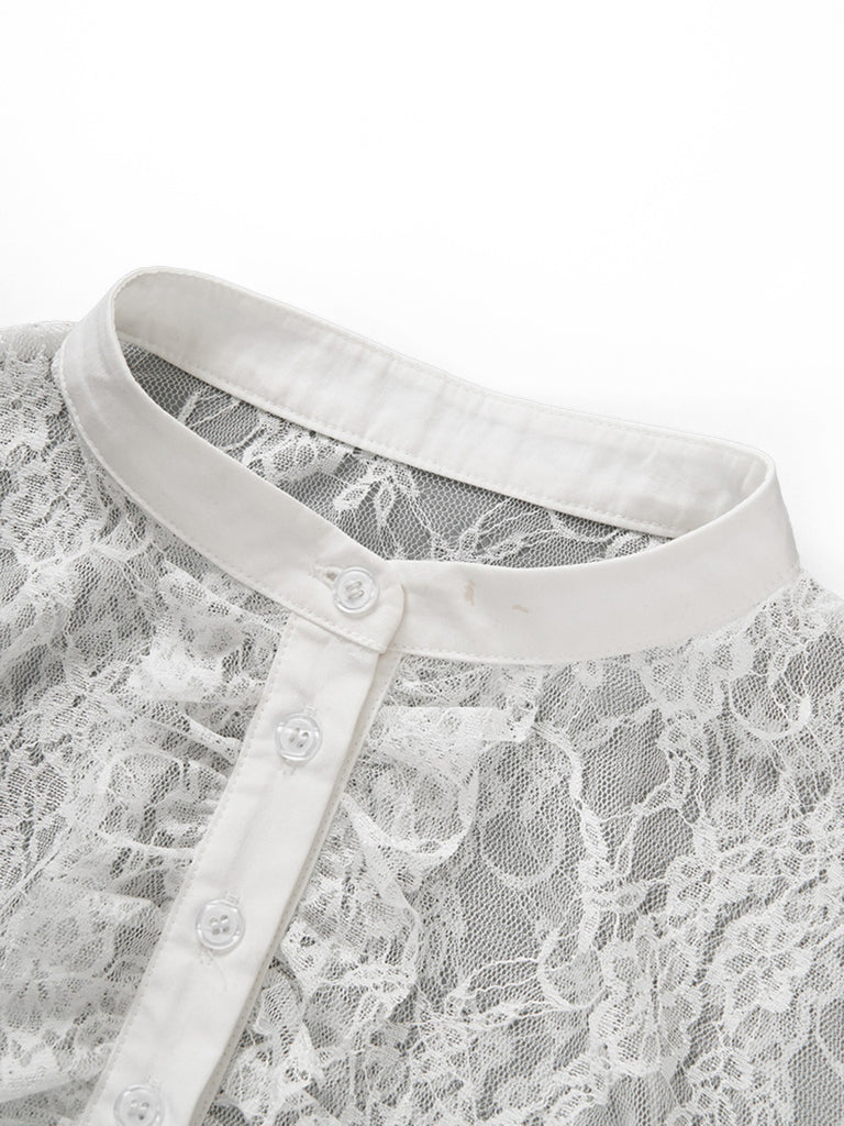 White 1950s Lace Blouse 5