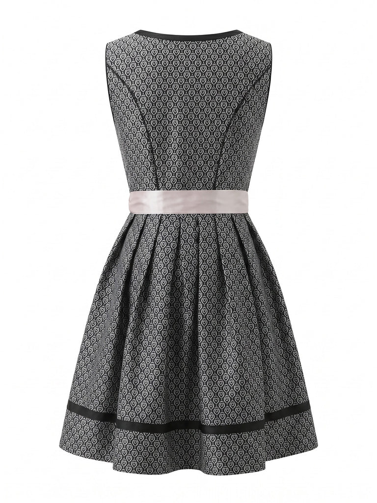 Black 1950s Floral Square Neck Dress 2