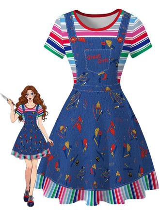 Blr 1940s Floral Striped Dress