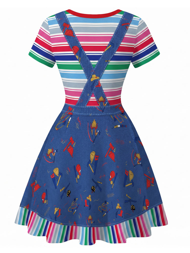 Blr 1940s Floral Striped Dress 5