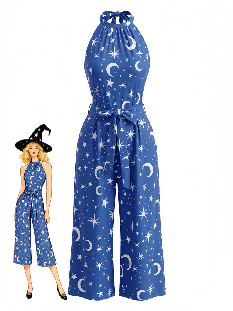 Blue 1930s Floral Jumpsuit