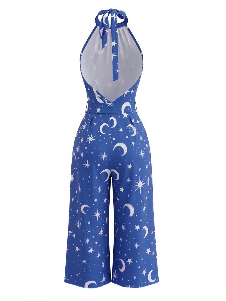 Blue 1930s Floral Jumpsuit 2