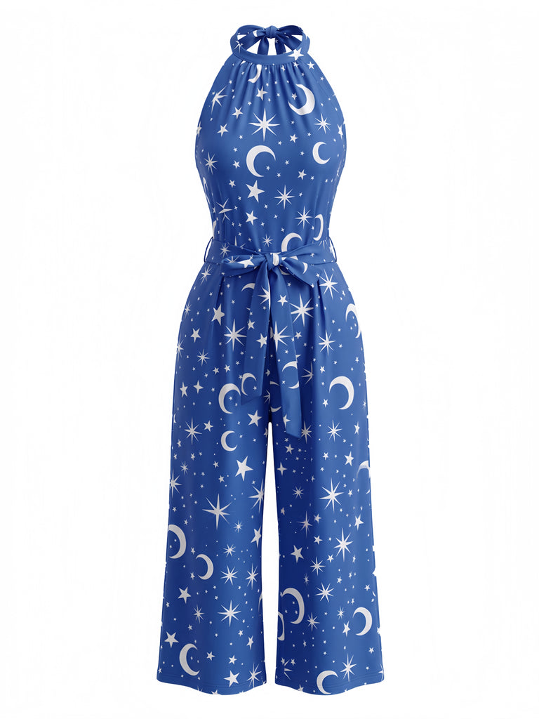 Blue 1930s Floral Jumpsuit 3