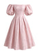 Pink 1950s Floral Square Neck Dress 4