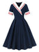 Dark Blue 1950s Patchwork Dress