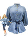 Blue 1960s Denim Belted Blouse