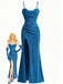 1930s Sparkle Cowl Neck Corset High Slit Mermaid Dress