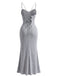 1930s Sparkle Cowl Neck Corset High Slit Mermaid Dress