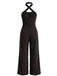1950s Corduroy Cross Halter Neck Wide Leg Jumpsuit