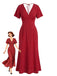 1930s V-Neck Polka Dot Flutter Sleeve Maxi Mermaid Dress