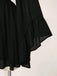 Black 1930s Chiffon V-Neck Smocked Waist Mini Dress