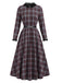 [Pre-Sale] 1940s Plaid Trim Belt Dress With Red Cape