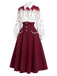[Pre-Sale] 2PCS 1940s Bloodstain Print Shirt & Houndstooth High Waist Skirt