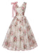 [Pre-Sale] Dark Pink 1950s Floral V Neck Bow Dress 2
