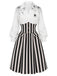 Black & White 1930s Spider-Web Vertical Striped Halloween Dress