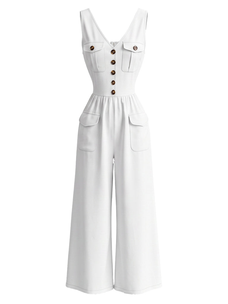 Black 1980s V Neck Jumpsuit 10