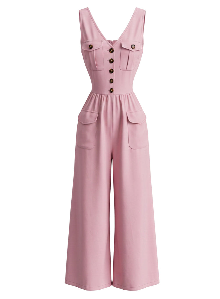 Black 1980s V Neck Jumpsuit 8