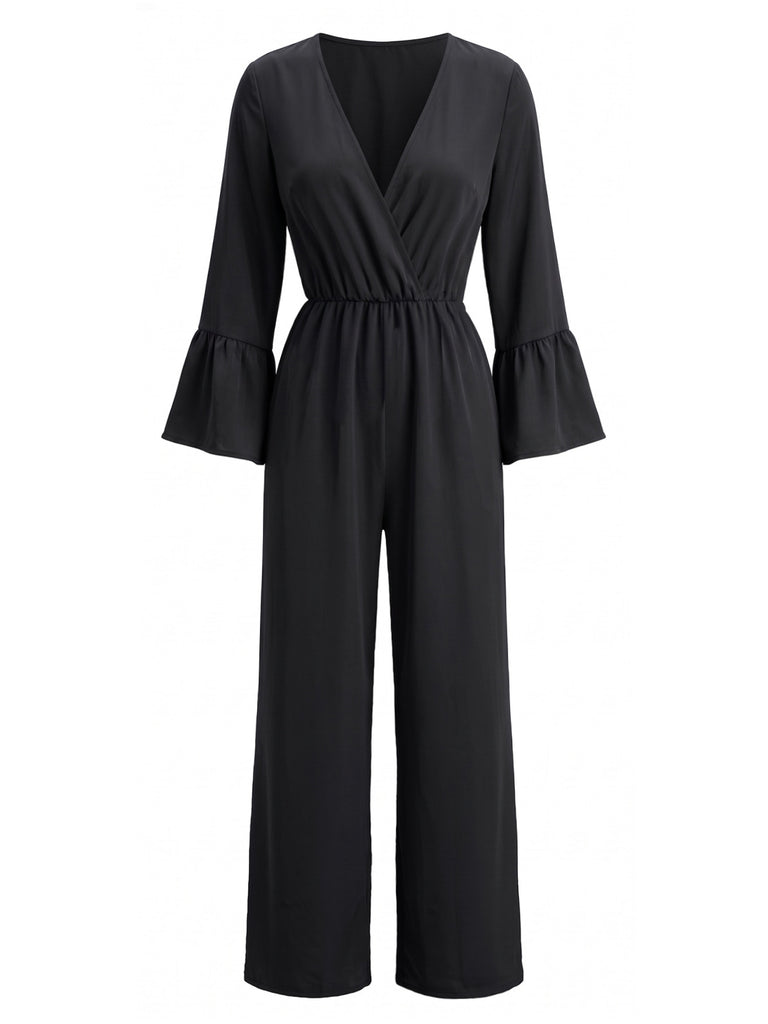 Black 1930s Wide Leg Jumpsuit 1