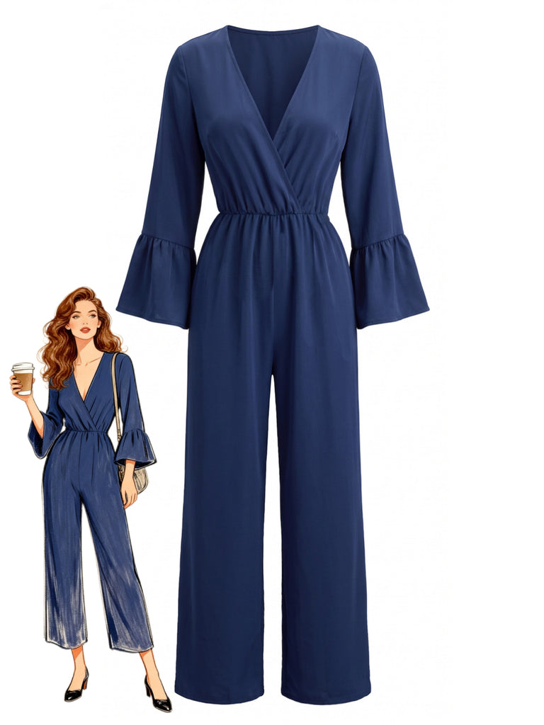 Black 1930s Wide Leg Jumpsuit 3