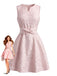 Pale Pink 1960s Floral Bow Belted Dress 2