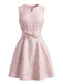 Pale Pink 1960s Floral Bow Belted Dress 3