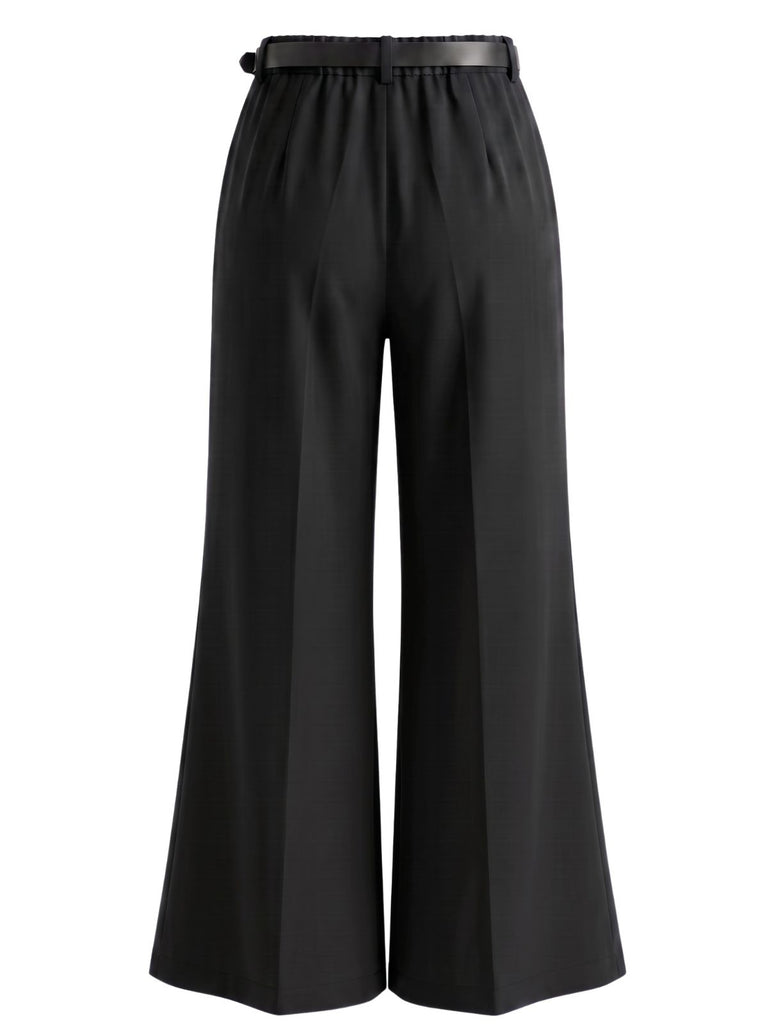 1960s High-Waisted Belted Wide-Leg Pants