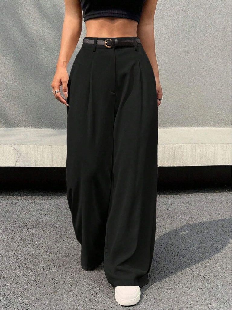 1960s High-Waisted Belted Wide-Leg Pants
