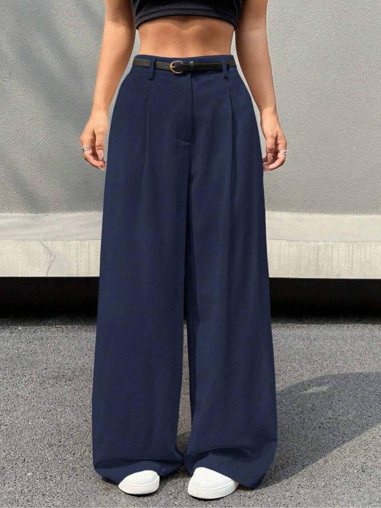 1960s High-Waisted Belted Wide-Leg Pants