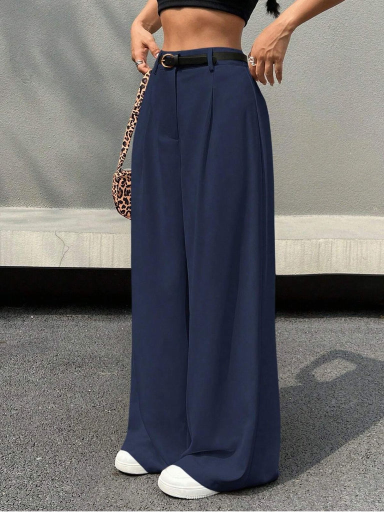 1960s High-Waisted Belted Wide-Leg Pants
