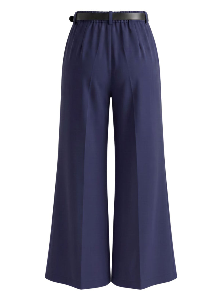 1960s High-Waisted Belted Wide-Leg Pants