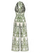 Green 1940s Halter Plants Backless Jumpsuit