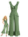 1950s V-Neck Ruffle Hem Drawstring Wide Leg Jumpsuit