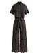 2PCS 1940s Lace Hollow Out Shirt & Wide-Leg Pants