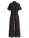 2PCS 1940s Lace Hollow Out Shirt & Wide-Leg Pants