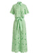 2PCS 1940s Lace Hollow Out Shirt & Wide-Leg Pants