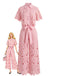 2PCS 1940s Lace Hollow Out Shirt & Wide-Leg Pants