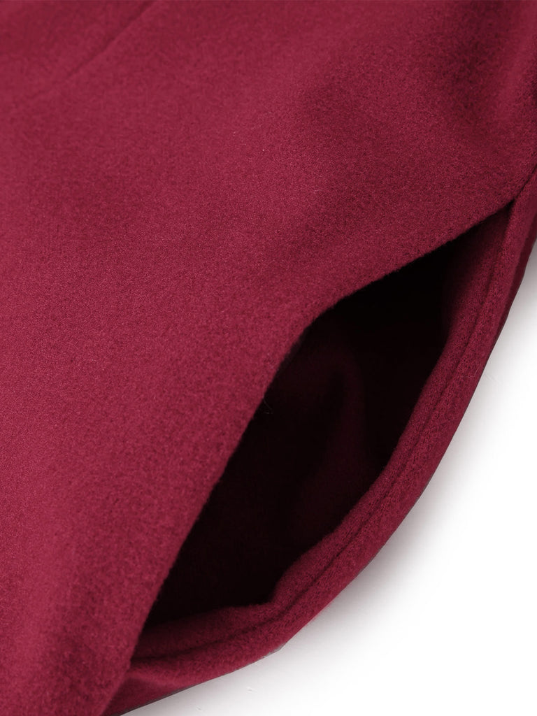 [Pre-Sale] Wine Red 1930s Double-Breasted Belted Coat