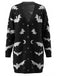 1970s Bat Moon Print Halloween Long Cardigan
