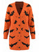 1970s Bat Moon Print Halloween Long Cardigan