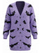 1970s Bat Moon Print Halloween Long Cardigan